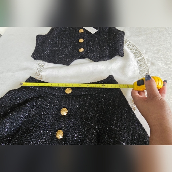 Mable Anthropologie Skirt Set Black Tweed - Picture 9 of 10